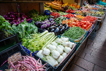 Farmers market  with fresh  vegetables 