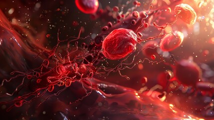 red blood cells runs through the blood vessels