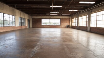 A large, empty parking garage with concrete floors and clean lines, offering an industrial, urban space for creative designs.
