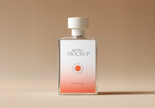 Perfume Bottle Mockup &ndash; Minimalist Glass Packaging Template for Fragrance Branding and Cosmetic Product Presentation