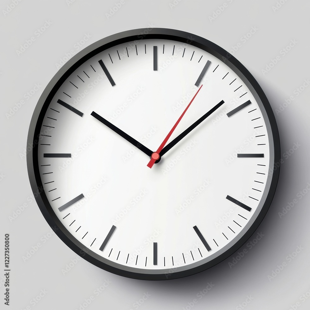 Poster modern wall clock showing the time at 315 with a minimalistic design on a light gray background. gen