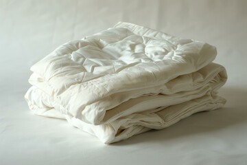 Obraz premium White quilted duvet folded neatly, providing a sense of comfort and warmth