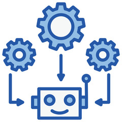 Obraz premium Robot Integration Blue White Icon