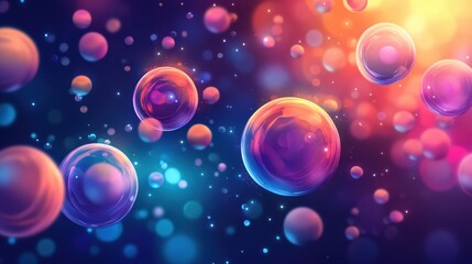 Abstract Colorful Bubbles Floating In Space