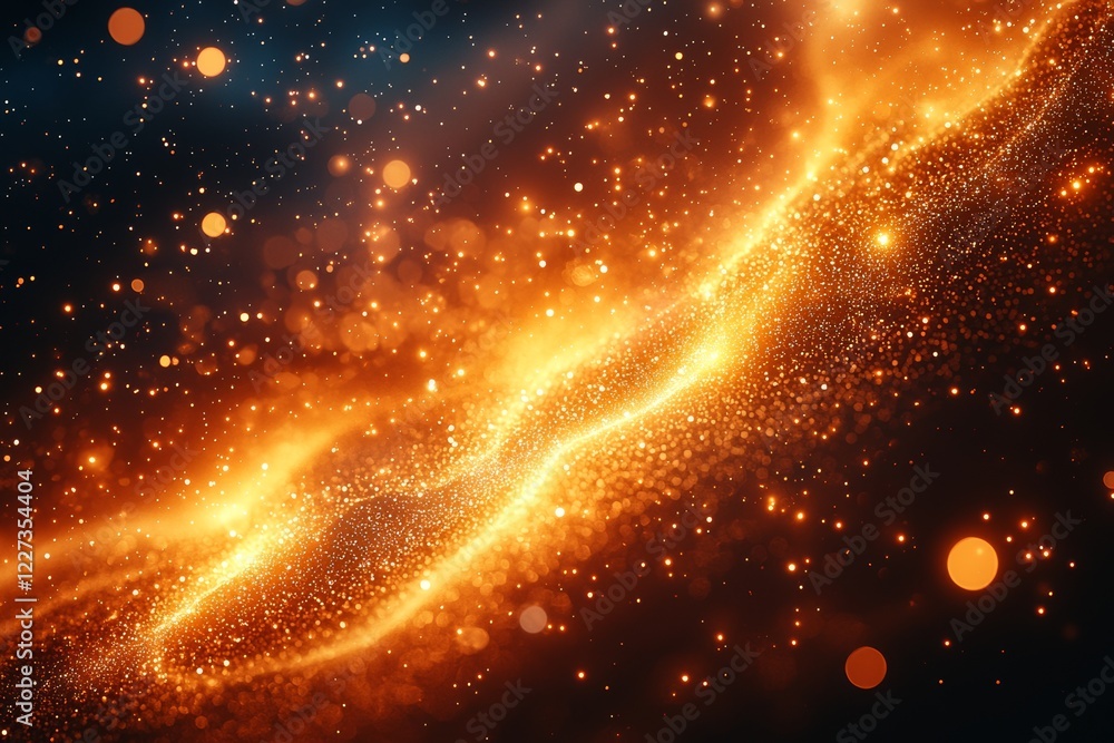 Poster gold background with light bokeh. abstract background