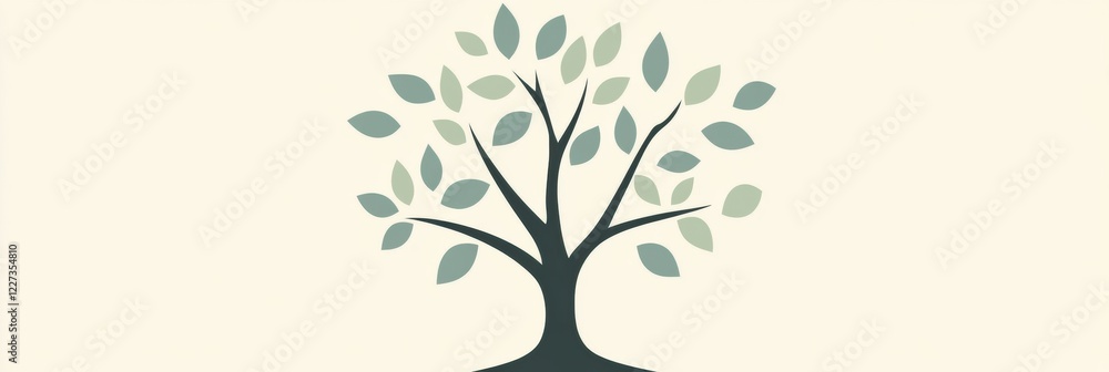 Aufkleber Stylized illustration of a tree with branches and leaves creating a natural and serene ambiance. Generative AI
