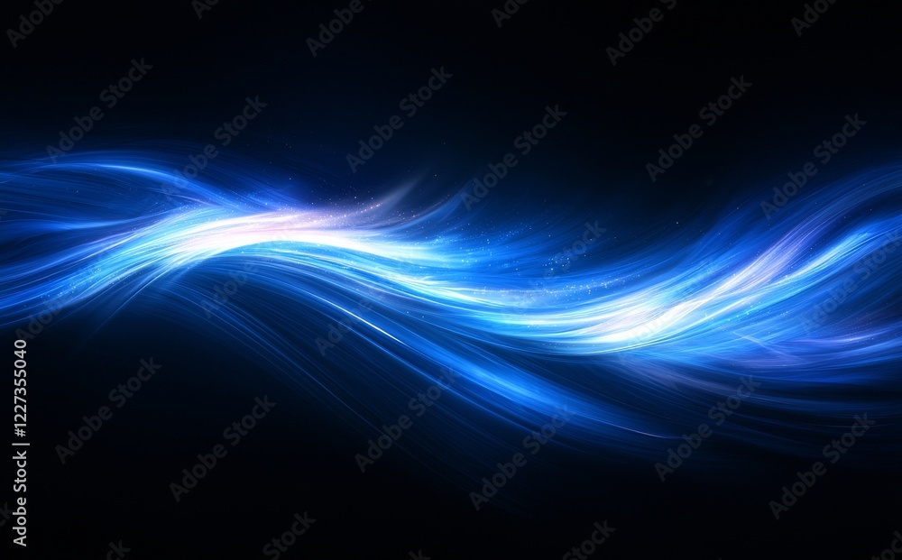 Poster abstract blue and black form a light pattern with a gradient overlay, set against a floor wall with 