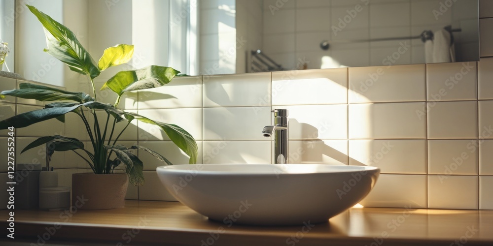 Poster Bathroom Sink with Plant