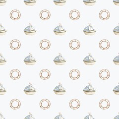 Charming marine watercolor pattern for textile, packaging, and wallpaper design in baby blue