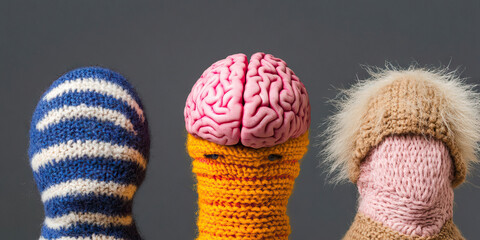 Knitted Head Coverings with Anatomical Model