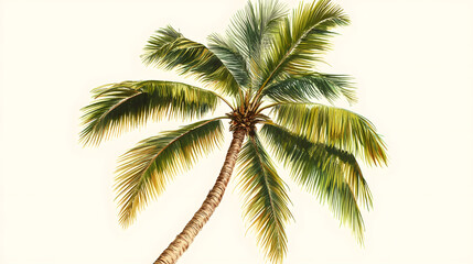 A Detailed Botanical Illustration of a Lush Coconut Palm Tree
