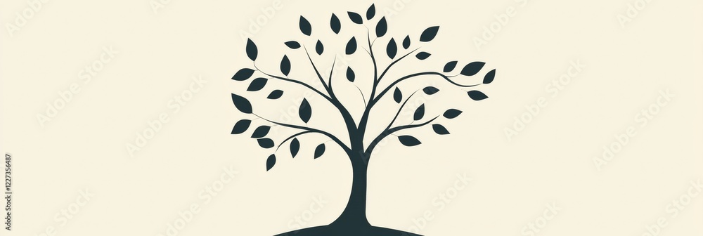 Aufkleber stylized tree icon featuring detailed branches and leaves in a minimalist design suitable for variou