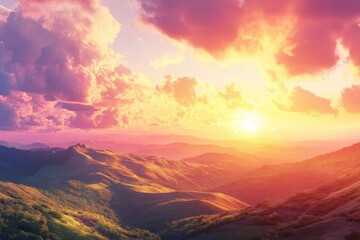 Obraz premium Mountain Range Sunset