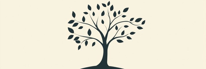 Obraz premium Stylized tree icon featuring detailed branches and leaves in a minimalist design suitable for various creative projects. Generative AI