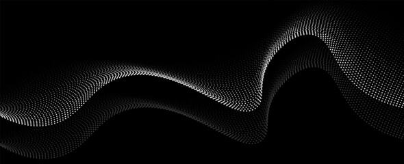 Dotted halftone waves. Abstract liquid shapes, wave effect dotted gradient texture waves isolated vector symbols set. Halftone graphic dots waves