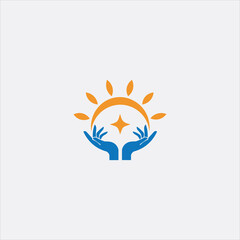 Sun and hand logo vector