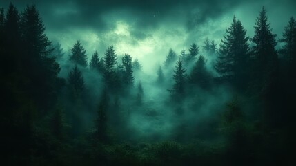 Fototapeta premium Enigmatic Forest at Night: A Mystical Scene