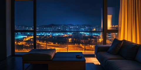 Cityscape Night View from Living Room