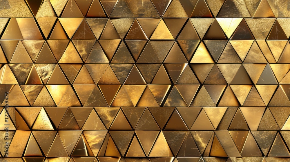 Poster a geometric abstract background featuring gold-tiled triangle patterns, perfect for projects needing