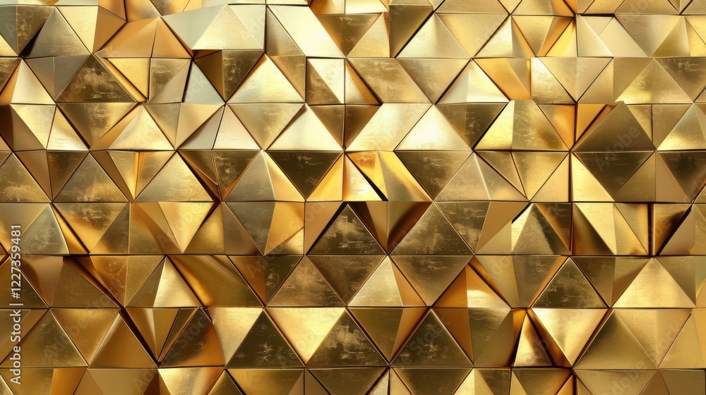 Poster a geometric abstract background featuring gold-tiled triangle patterns, perfect for projects needing