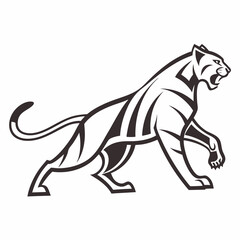 Creative animal icon Single-Line Tiger vector illustration
