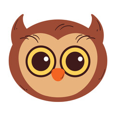 cute drawing cartoon owl. animal drawing for sticker and icon