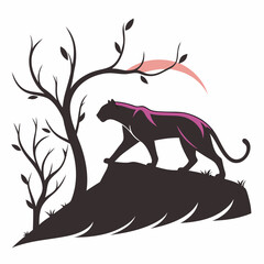 Creative animal icon Gradient Panther vector illustration