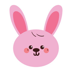 cute hand drawing cartoon pink bunny head. cute animal drawing for sticker and icon