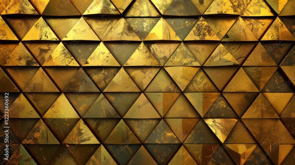Poster a geometric abstract background featuring gold-tiled triangle patterns, perfect for projects needing
