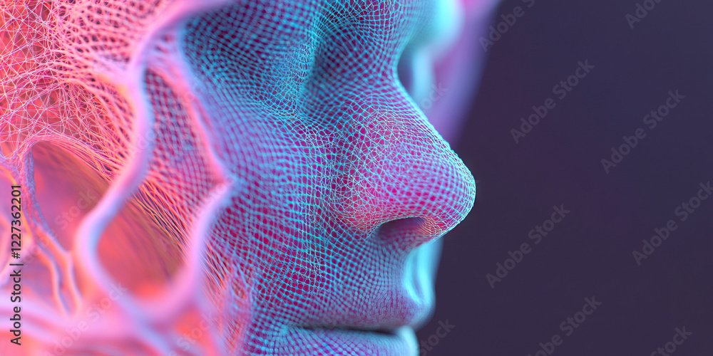 Aufkleber digital face model: mesh structure profile