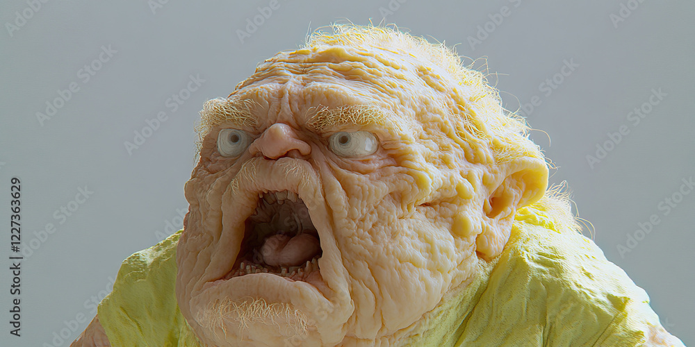 Poster Digital Rendering of Grotesque Creature with Open Mouth