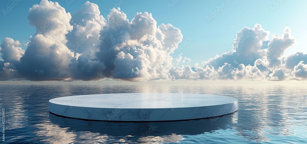 Poster 3d render surreal white minimalist architecture background adorned with geometric shapes, featuring 