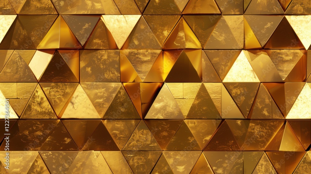 Poster a geometric abstract background featuring gold-tiled triangle patterns, perfect for projects needing