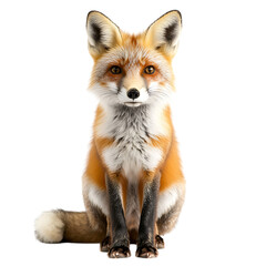 Beautiful red fox sitting on black background