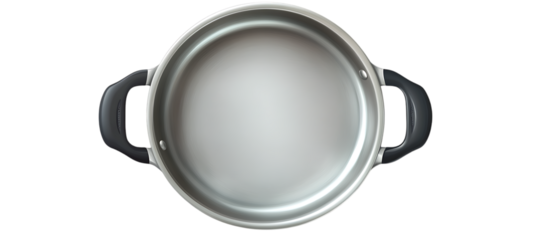 Empty metal cooking pot, overhead view