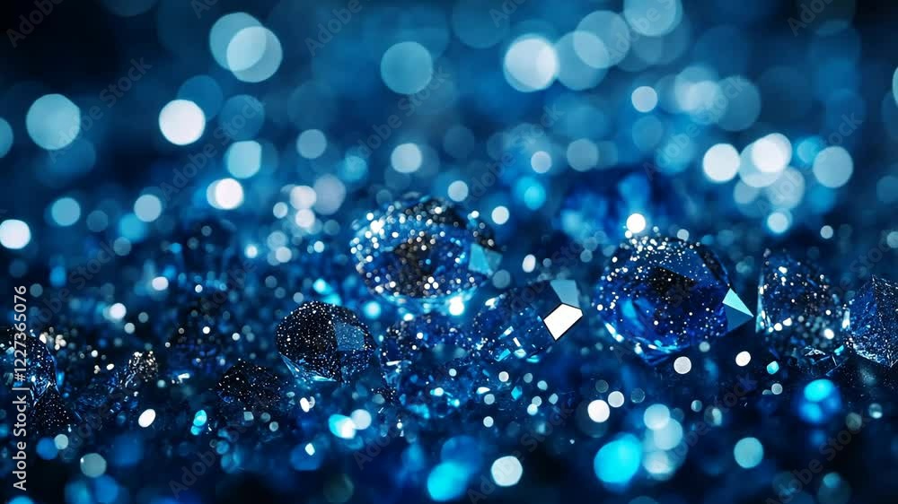 Poster sparkling blue crystals create a mesmerizing display of colors and reflections in a vibrant setting