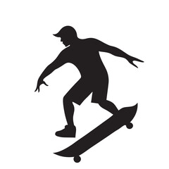 Skateboarder Silhouette Retro Art SVG