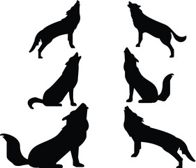 Hand drawn animals silhouette illustration