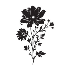 Elegant Various Black Flower Silhouette Illustration