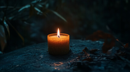 Candle in the dark. Сandlelight flames