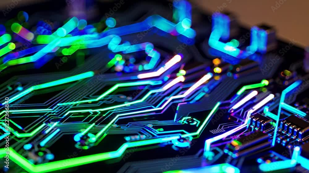 Aufkleber exploring the intricate designs and vibrant colors of a modern circuit board