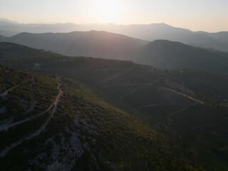 Obraz premium Panoramic view of the Champagne mountains at dawn. France. Sunrise, mountain landscape.