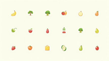 Healthy Organic Food Icons Vector Pack