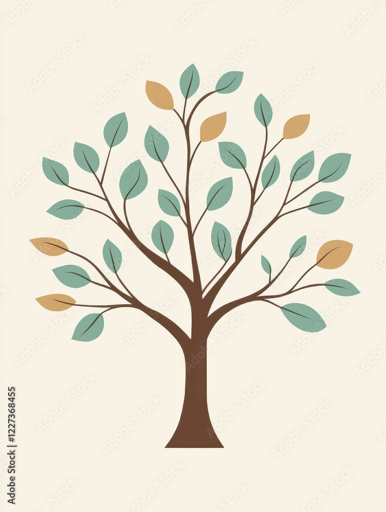Poster tree icon featuring branches and leaves with a simple design for nature inspired themes and projects