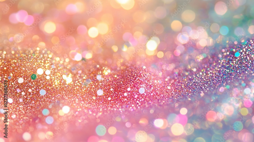 Poster abstract pink and gold glitter with bokeh lights creating a dreamy and festive background