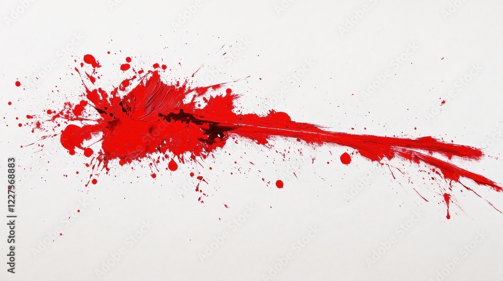 Aufkleber red paint splash on white surface creating abstract design with brush strokes and splatters
