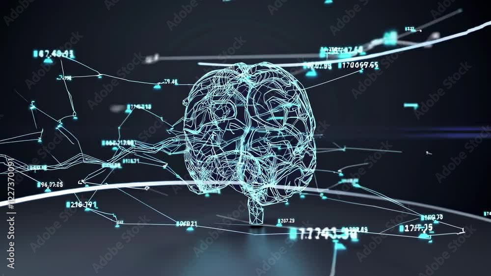 Poster exploring the intersection of technology and neuroscience through abstract visualizations of the hum