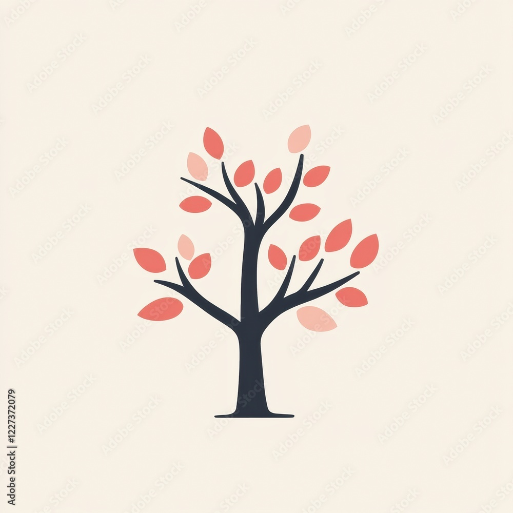 Poster Creative tree icon with vibrant branches and leaves designed for modern digital use. Generative AI