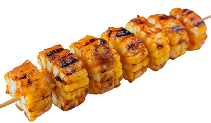 Delicious grilled corn on the cob skewers.