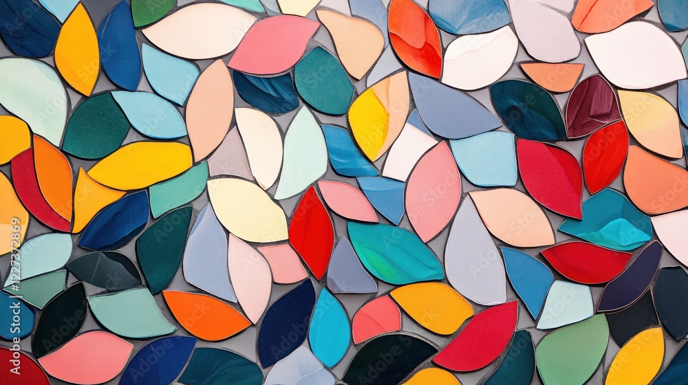 Aufkleber Colorful abstract pattern with leaf shapes in various shades on a gray background